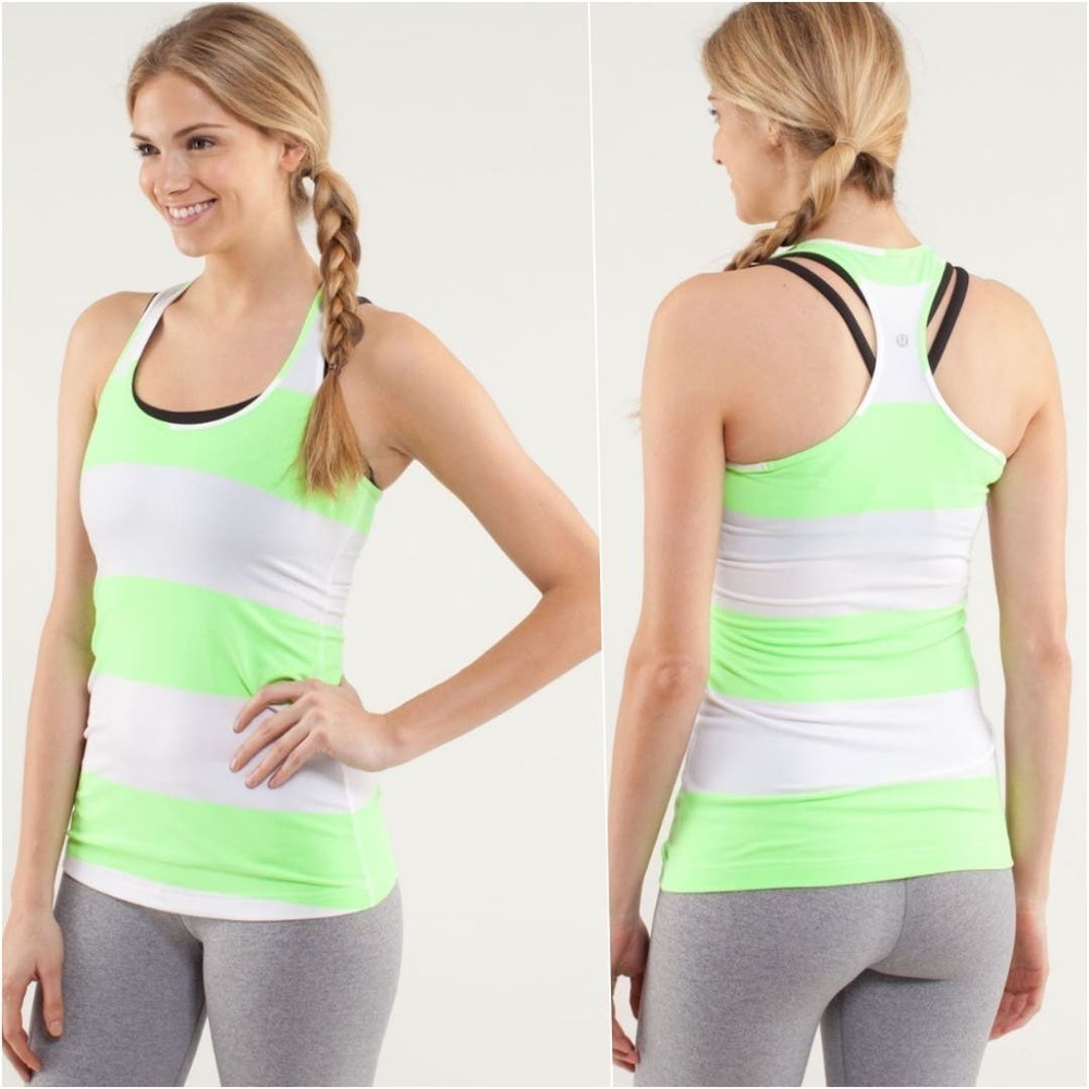 Lululemon Cool Racerback White Neon Green 4 NWOT